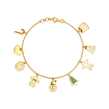 Engaging Christmas Motif Gold Bracelet