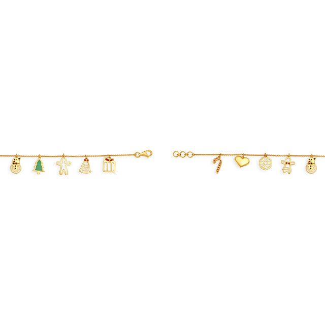 Engaging Christmas Motif Gold Bracelet