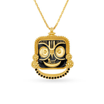 Magnificent Lord Jagannath Gold Pendant with Leaf Motifs