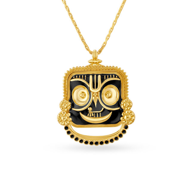 Magnificent Lord Jagannath Gold Pendant with Leaf Motifs 