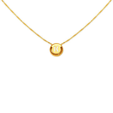 Letter K Gold Pendant with Chain For Kids