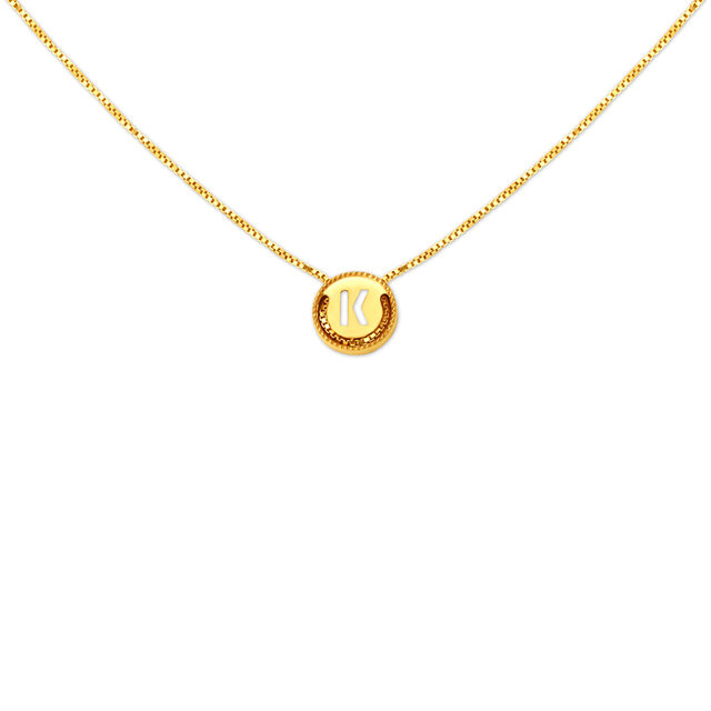 Letter K Gold Pendant with Chain For Kids
