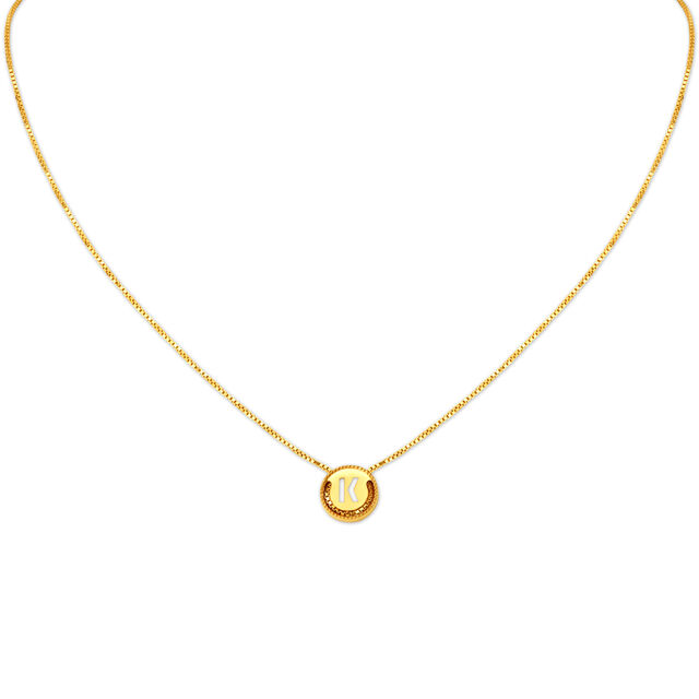 Letter K Gold Pendant with Chain For Kids