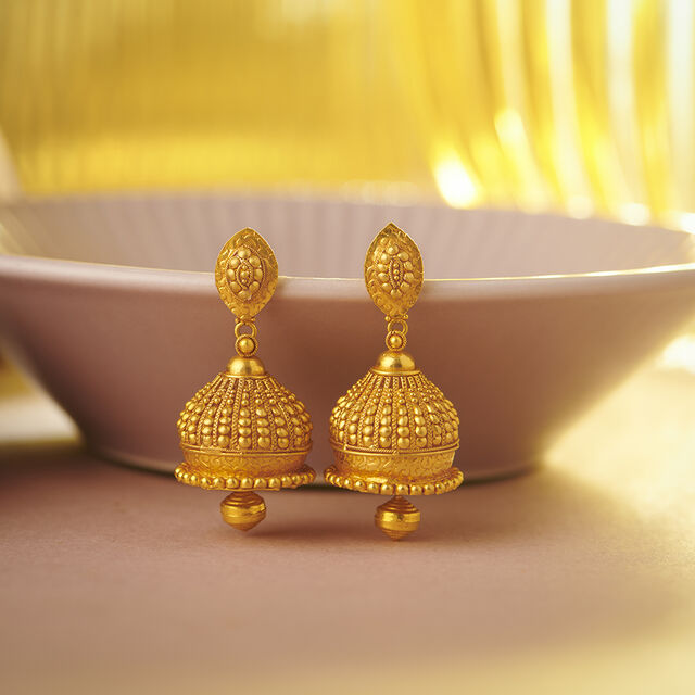 Opulent Rawa Work Gold Jhumkas 