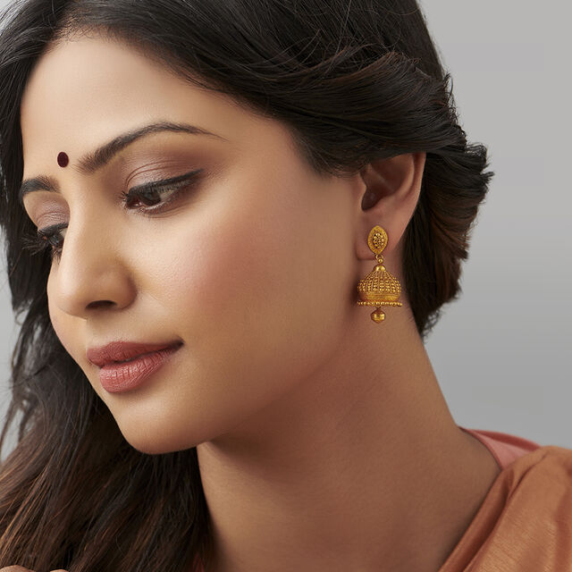 Opulent Rawa Work Gold Jhumkas 2