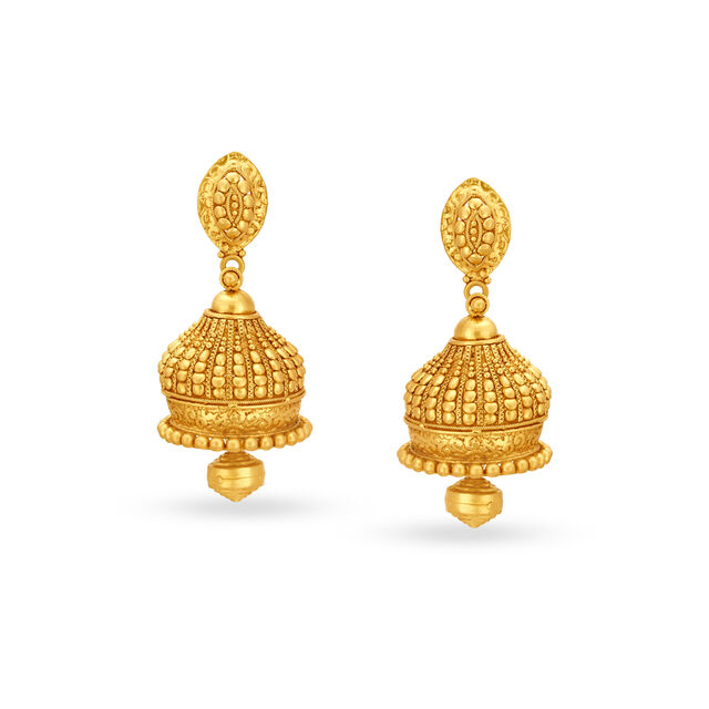 Opulent Rawa Work Gold Jhumkas 3