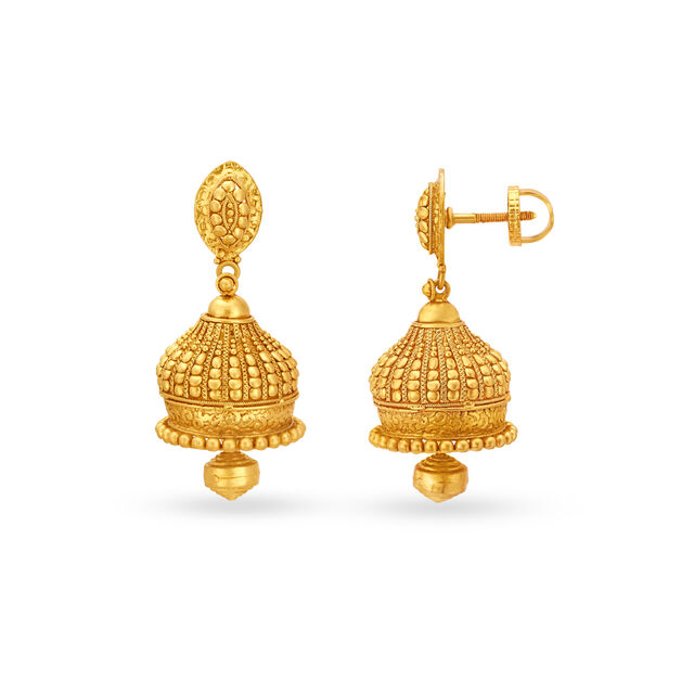 Opulent Rawa Work Gold Jhumkas 4