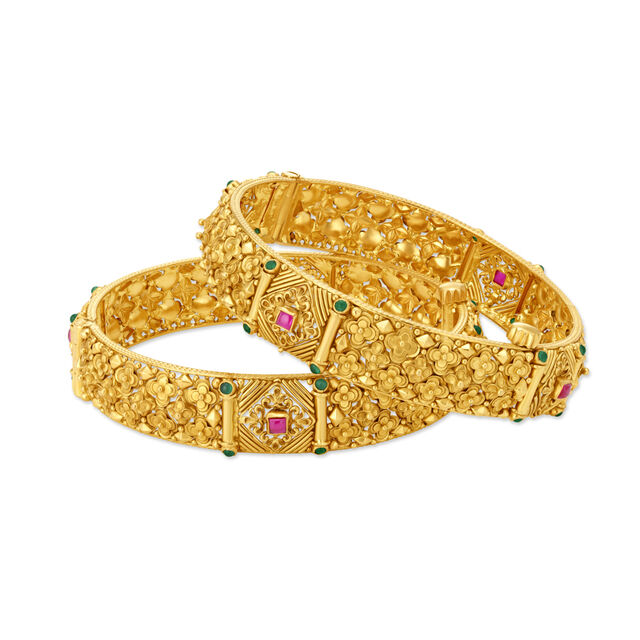 Verdant Nature Inspired Gold Bangle 