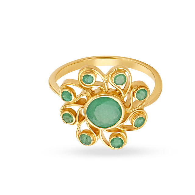 Imperial Emerald Adorned Gold Finger Ring 2