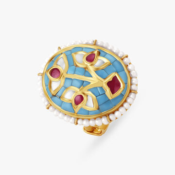 Stunning Mosaic and Kundan Work Finger Ring