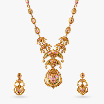 Hand-painted Enamel Jharokha Necklace Set
