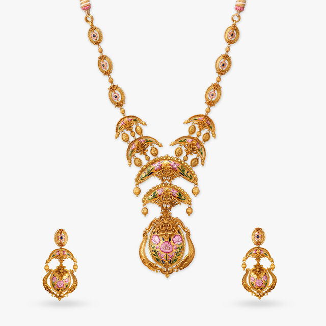 Hand-painted Enamel Jharokha Necklace Set 