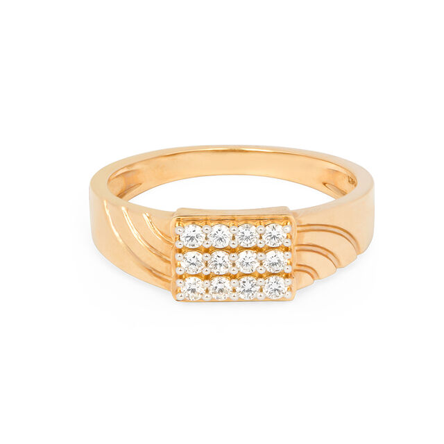 Classy 18 Karat Textured Gold Ring For Men 2