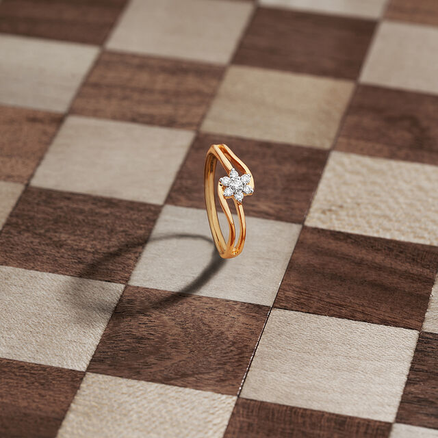 Delightful 18 Karat Yellow Gold And Diamond Floral Ring 