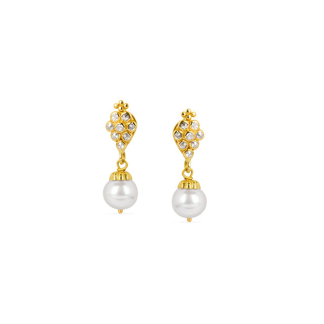 Fanciable Floral Design Pearl Studded Gold Necklace Set 4
