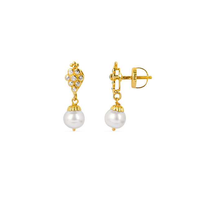 Fanciable Floral Design Pearl Studded Gold Necklace Set 5