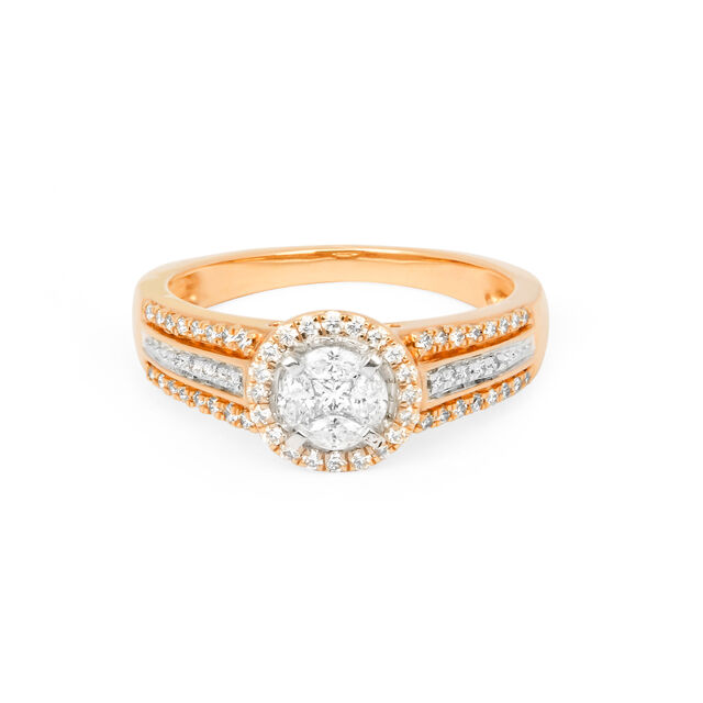Glimmering 18 Karat Yellow Gold And Diamond Finger Ring 