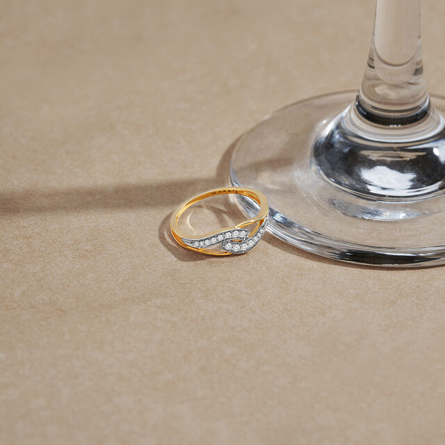 Dazzling 18 Karat Yellow Gold And Diamond Interlock Ring,,hi-res 