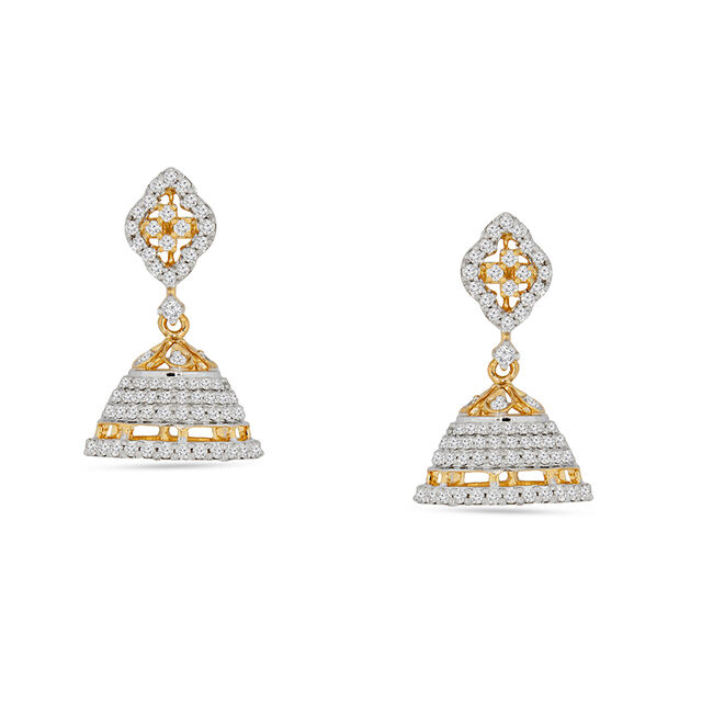 Captivating 18 Karat Yellow Gold And Diamond Studded Jhumkas 