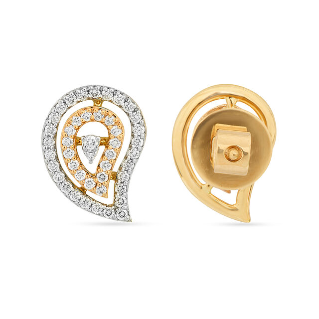 Exquisite 18 Karat Yellow And Rose Gold And Diamond Paisley Studs 4