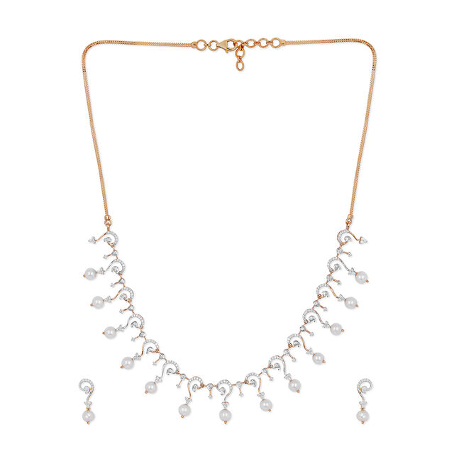 Tanishq 18KT Diamond Necklace Set for Women 
