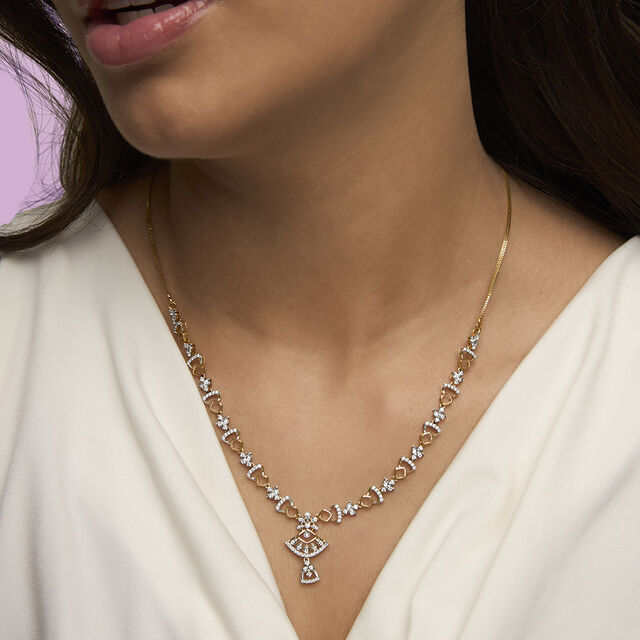 Tanishq 18KT Diamond Neckwear with Earrings for Women 2