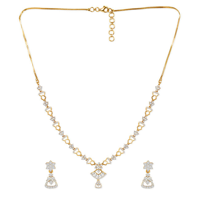 Tanishq 18KT Diamond Neckwear with Earrings for Women 