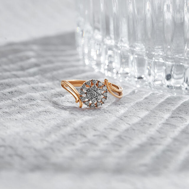 Exquisite Floral Diamond Ring in White and Rose Gold,,hi-res 
