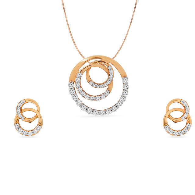 Link Circular Diamond Pendant And Earrings Set,,hi-res 