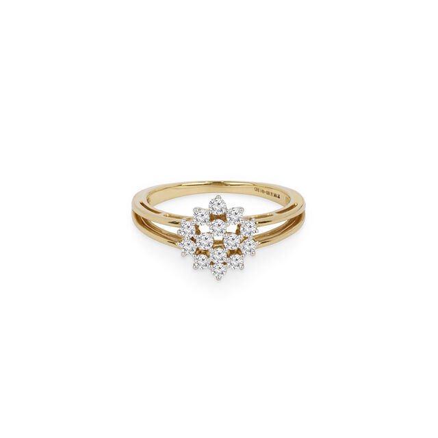 Spangled 18 Karat Yellow Gold And Diamond Floral Ring,,hi-res 