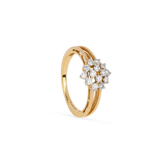 Spangled 18 Karat Yellow Gold And Diamond Floral Ring 4