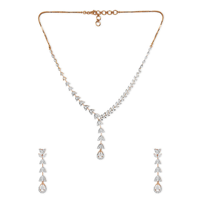 Radiant Diamond Leaf Necklace Set 