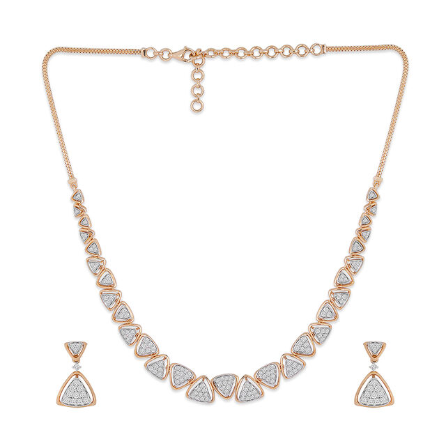 Tanishq 18KT Diamond Necklace Set for Women 