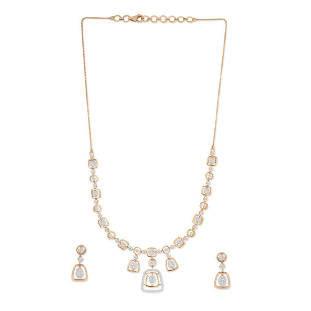 Tanishq 18KT Diamond Necklace Set for Women 