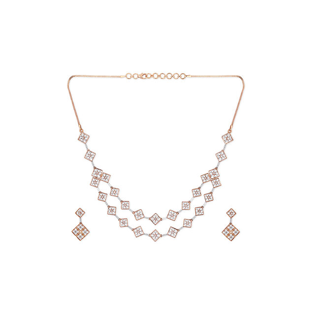 Tanishq 18 KT Diamond Neckwear and Earring Set For Women 