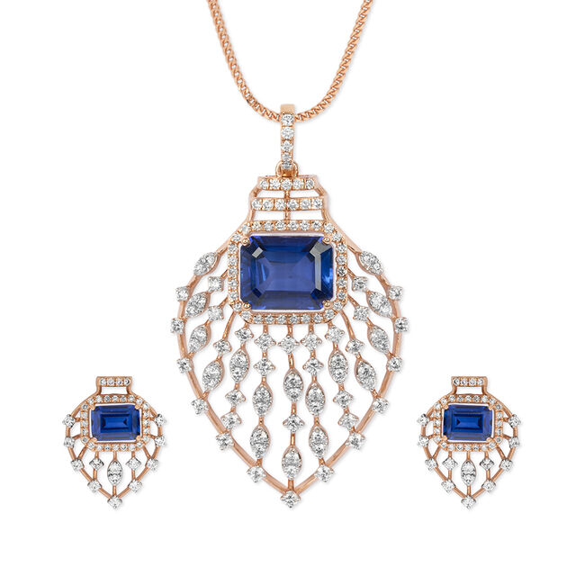 Luxurious Diamond Pendant and Earrings Set 