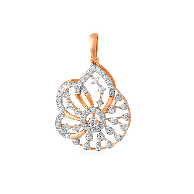 Tanishq 18 Karat Diamond Pendant and Earrings Set for Women 
