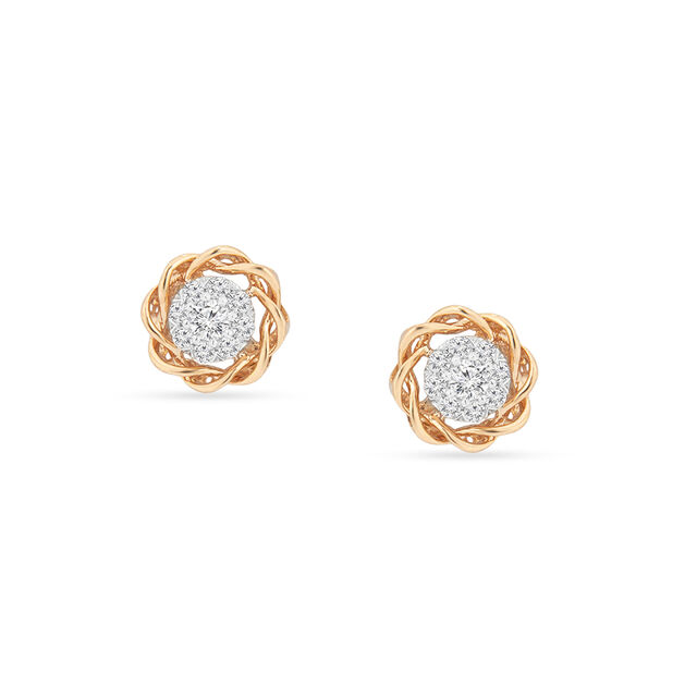 Spiral Sparkle Diamond Stud Earrings 