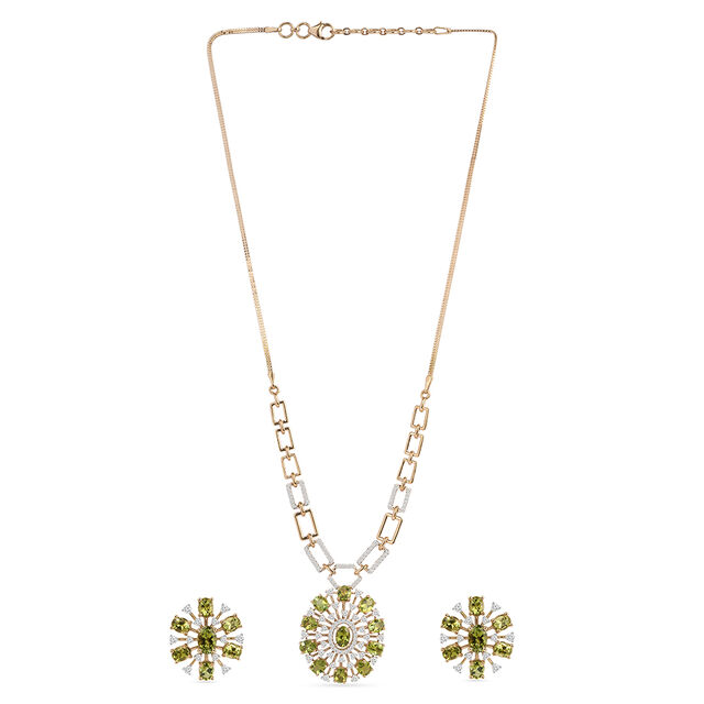 Tanishq 18KT Diamond Necklace Set for Women 