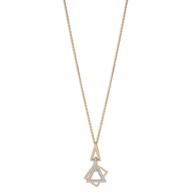 Tanishq 18KT Diamond Pendant with Chain and Earrings Set for Women 2