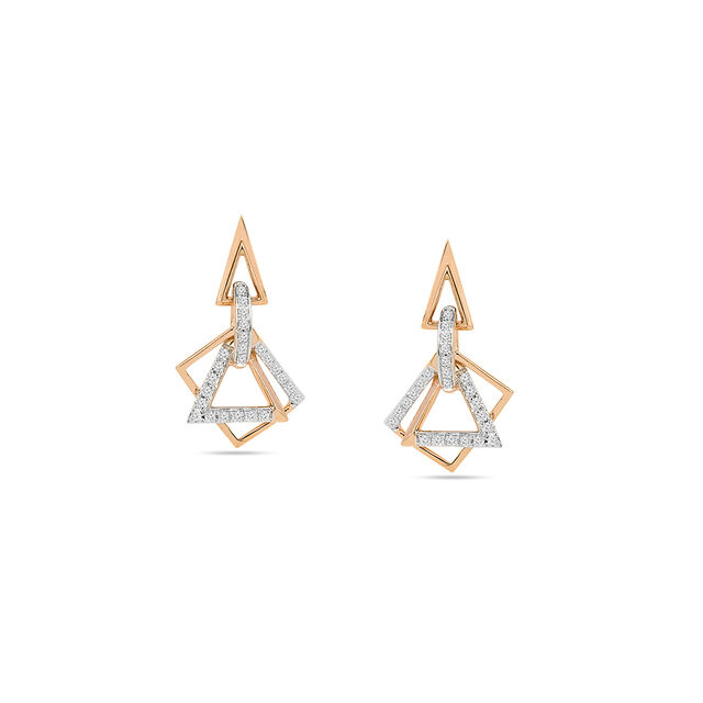 Tanishq 18KT Diamond Pendant with Chain and Earrings Set for Women 4