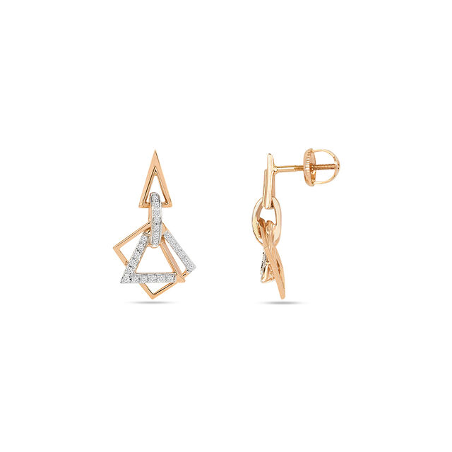 Tanishq 18KT Diamond Pendant with Chain and Earrings Set for Women 5