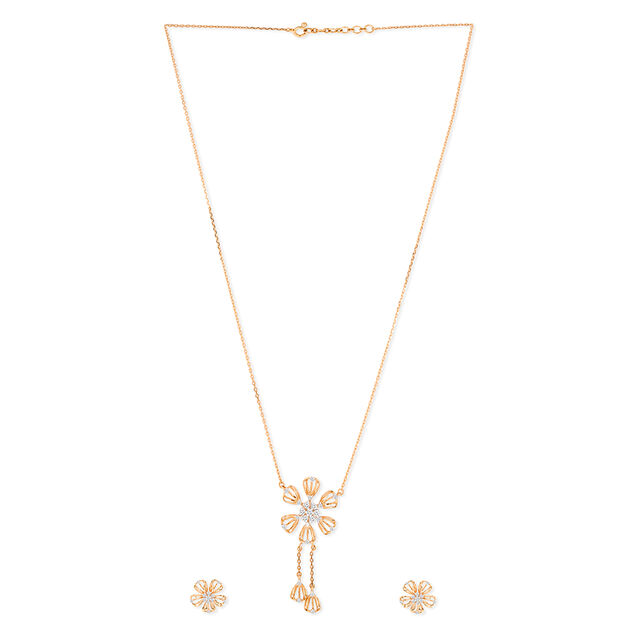 Tanishq 18KT Diamond Necklace Set for Women 