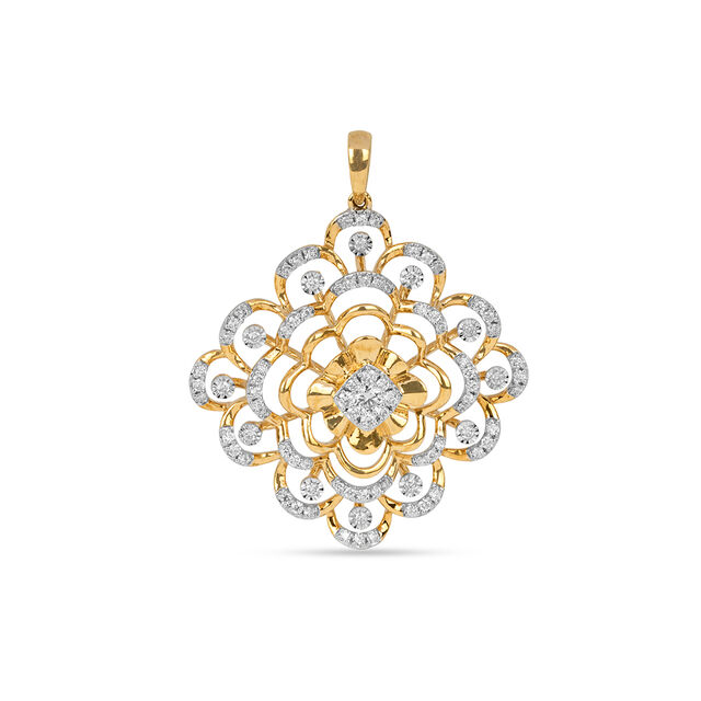Tanishq 18KT Diamond Pendant and Earrings Set for Women 2
