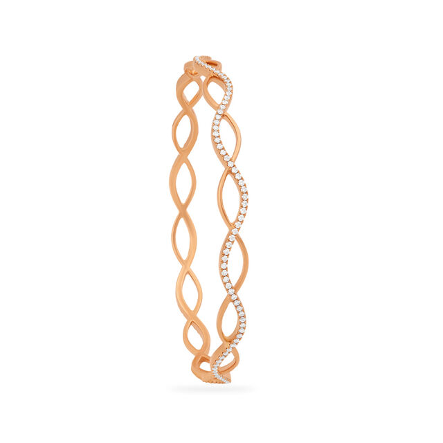 Contemporary Wavy Gold Bangle 2