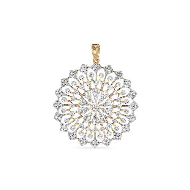 Tanishq 18KT Diamond Pendant With Earring for Women 3