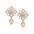 Tanishq Floral Brilliance Diamond Drop Earrings 18K Yellow Gold for Women 