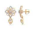Tanishq Floral Brilliance Diamond Drop Earrings 18K Yellow Gold for Women 2