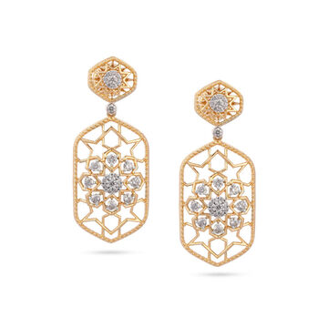 Gold Lace Geometric Earrings