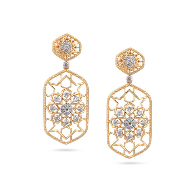 Gold Lace Geometric Earrings,,hi-res 